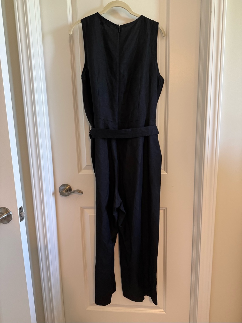 LOFT Black Sleeveless Belted Wide-Leg Jumpsuit - Picture 8 of 8